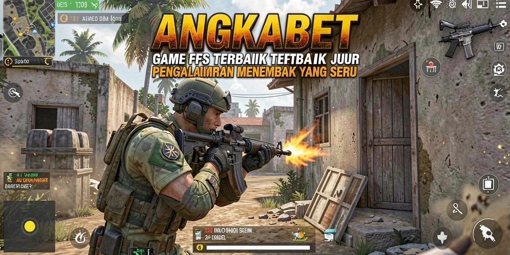 Screenshot gameplay ANGKABET menampilkan aksi menembak yang intens.