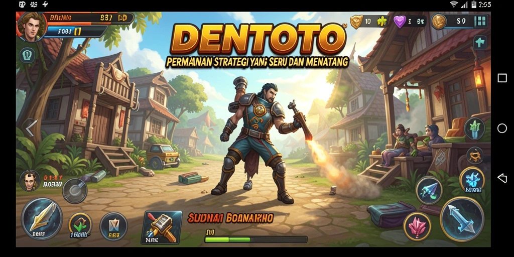 Tampilan screenshot utama DENTOTO menampilkan pertempuran strategis yang epik.