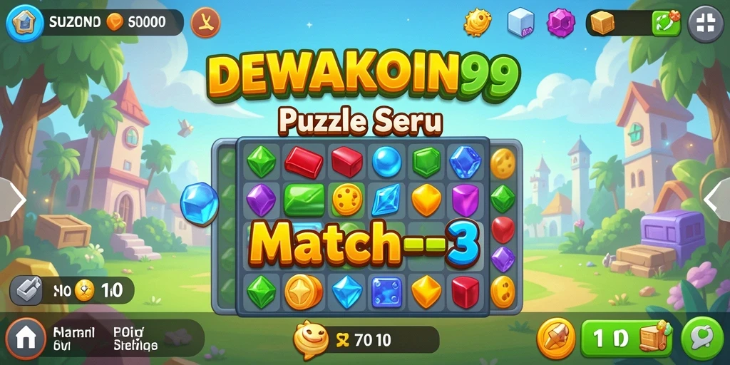 Screenshot DEWAKOIN99 menampilkan aksi seru dalam permainan Match-3.