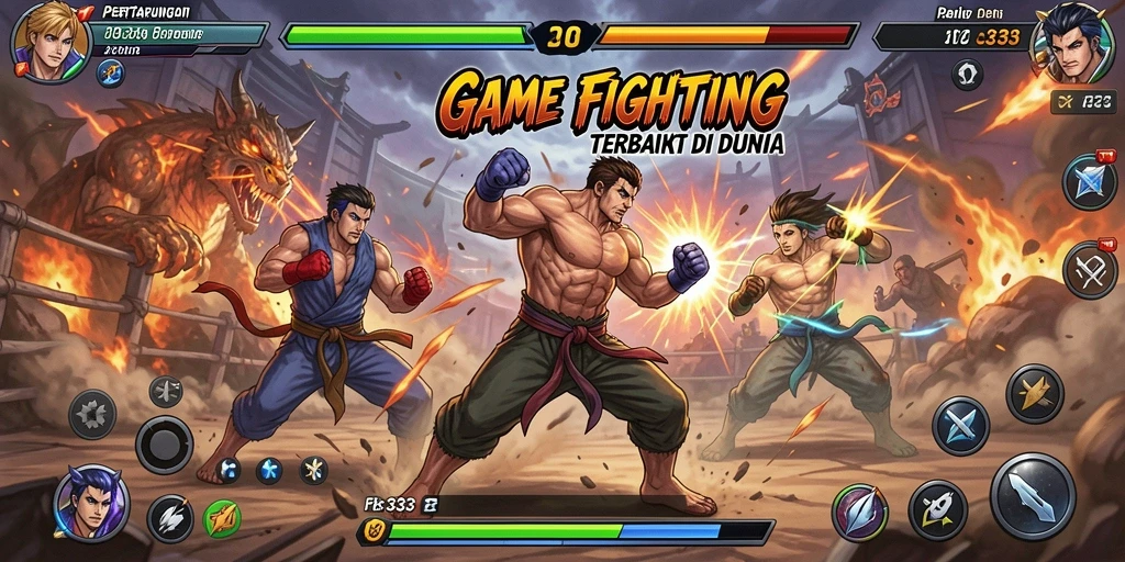Screenshot gameplay FB333 menampilkan pertarungan mendebarkan antar karakter.