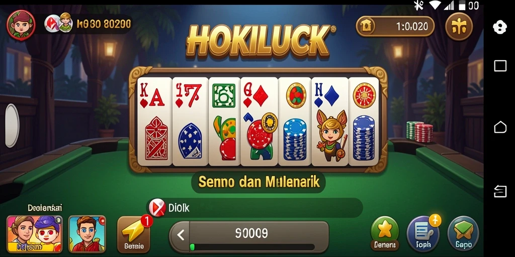 Tampilkan gameplay seru pada HOKILUCK yang melibatkan kompetisi Domino.