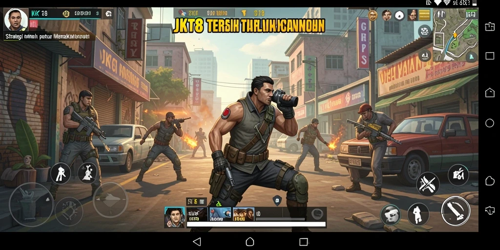Tampilan gameplay menarik dari JKT8 dengan pertempuran strategi.