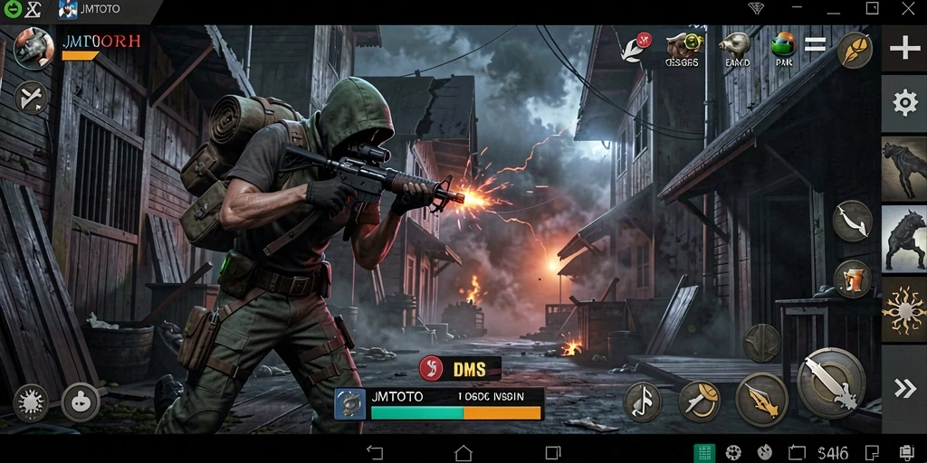 Tampilan gameplay <strong>JMTOTO</strong> dengan suasana menakutkan yang menciptakan ketegangan.