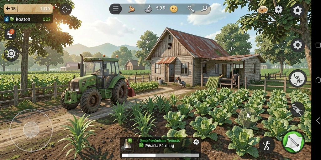 Screenshot gameplay KOSTOTO menampilkan aktivitas pertanian yang seru.