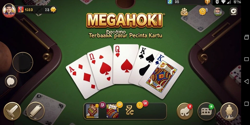 Tampilan gameplay seru dalam MEGAHOKI dengan kartu Domino.