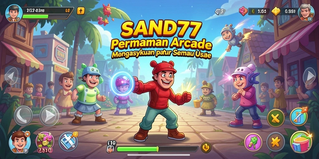 Screenshot utama SAND77 menampilkan aksi seru gameplay arcade.