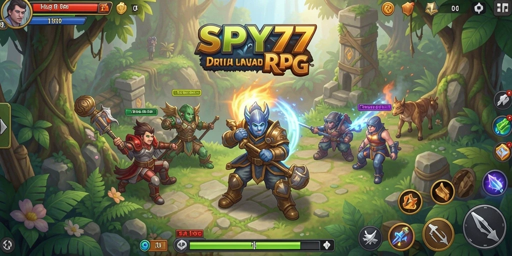 Tangkapan layar gameplay SPY77 menampilkan aksi seru dalam petualangan RPG.