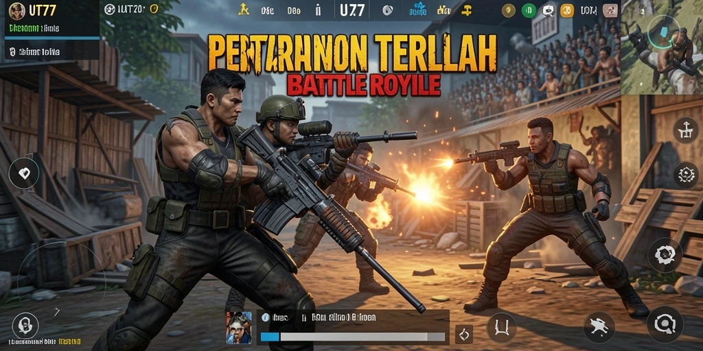 Tangkapan layar UT77 menampilkan pertempuran seru dalam Battle Royale.