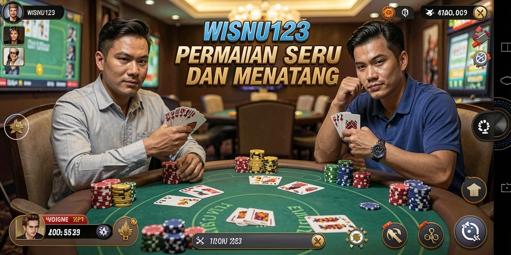 Screenshot permainan WISNU123 yang menampilkan aksi poker seru.